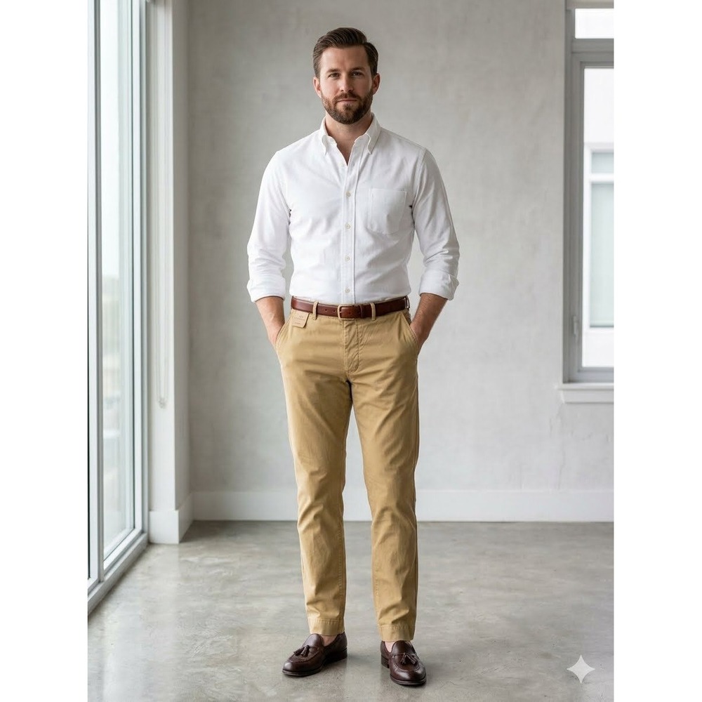 Sid Mashburn Mens Khaki Cotton Twill Chino Pants Straight Leg 30x30 S71018
